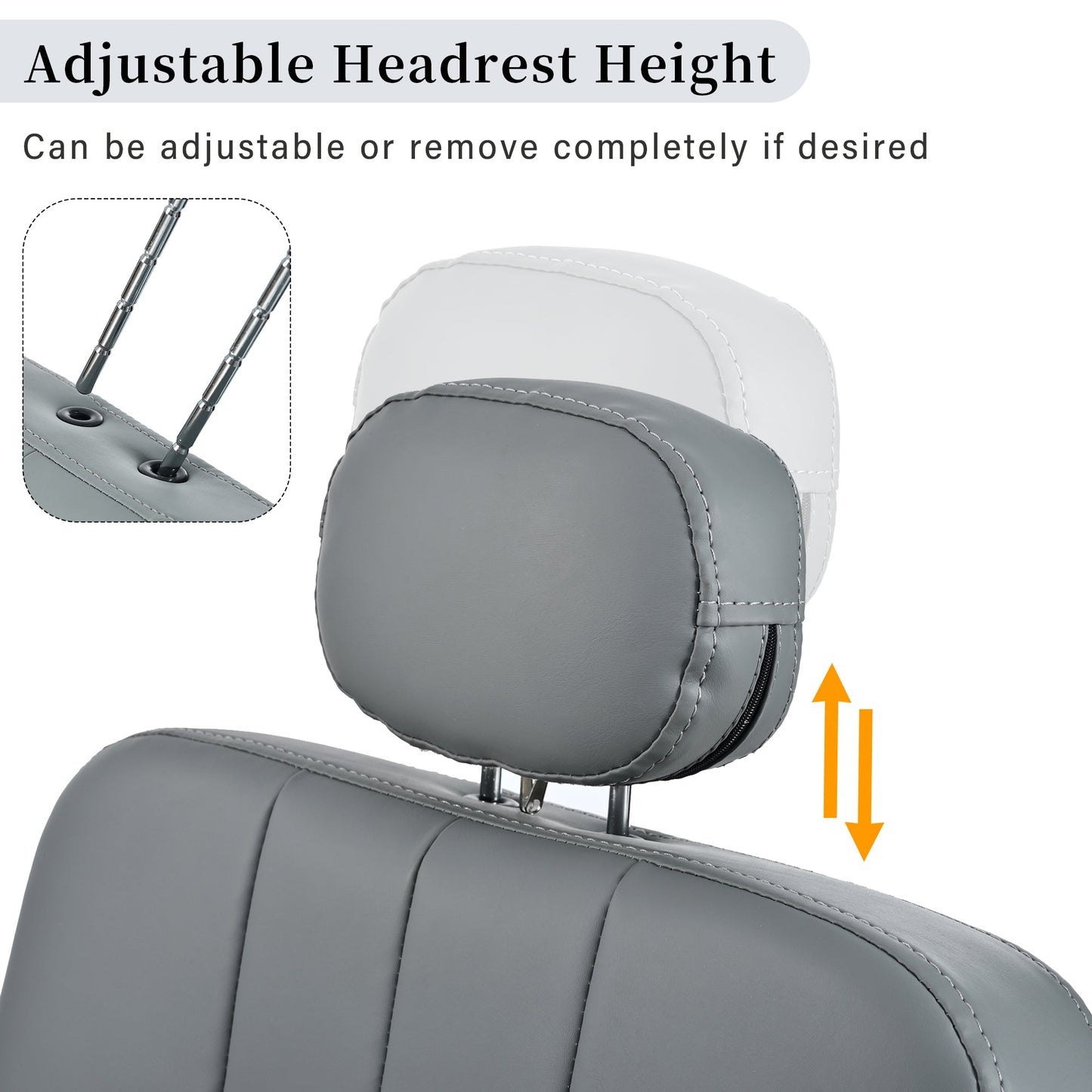 Advanced reclining hair salon chair with heavy-duty hydraulic pump, 360 ° rotation, maximum weight capacity of 400 pounds, Gray - Korvel