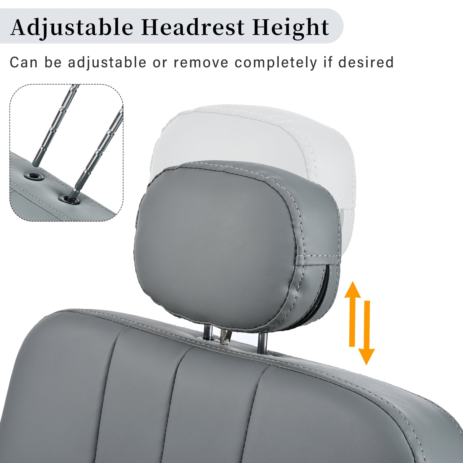 Advanced reclining hair salon chair with heavy-duty hydraulic pump, 360 ° rotation, maximum weight capacity of 400 pounds, Gray - Korvel