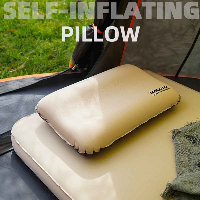 Outdoor 3D Sponge Pillow Automatic Inflatable Pillow Camping Tent Air Cushion Pillow Travel Portable Cervical Neck Pillow - Korvel