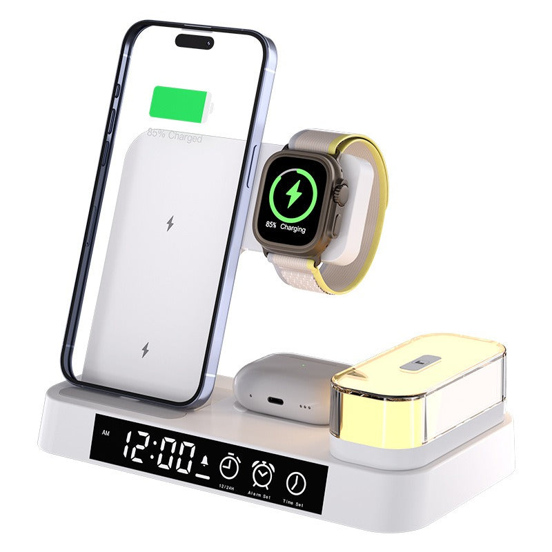 Cargador Inalámbrico 3 en 1 con Reloj - Carga Rápida para iPhone