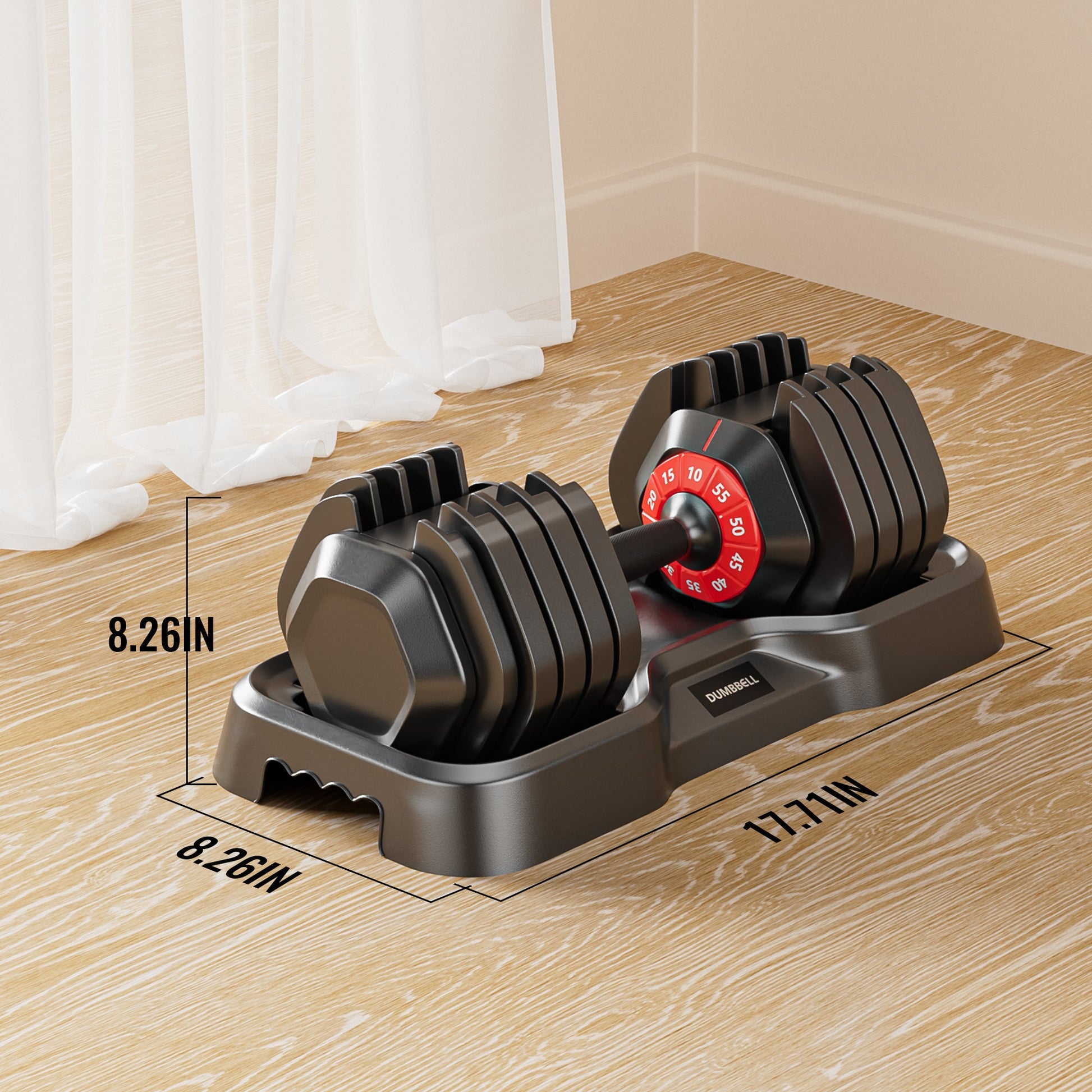 Adjustable Dumbbell Set for Men and Women, 10 in 1, Free Black Dumbbell Rotating Handle for Quick Adjustment (10 gears/55 pounds - Korvel