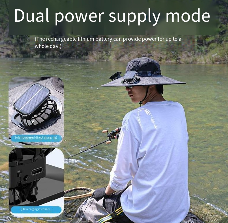Sombrero de sol para hombres con ventilador incorporado para protección UV