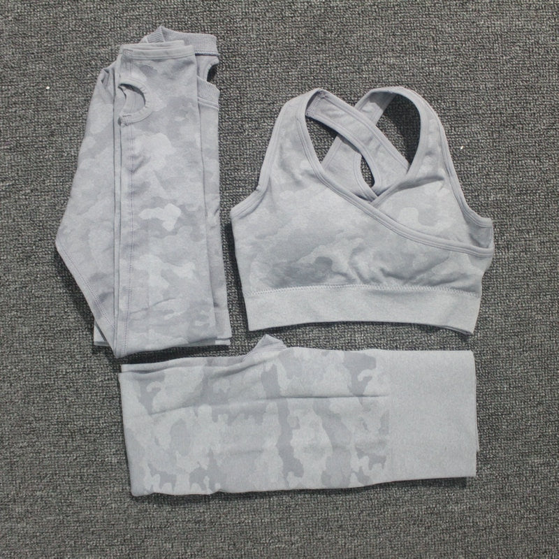 Ensemble de yoga camouflage pour femmes 2PCS - Vêtements de sport premium