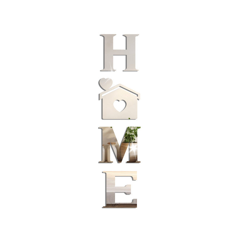 Acrylic Mirror Stickers: Home House Love Combo Bestseller Shein Soft Mirror Decorative Wall Stickers with Letter Hearts - Korvel
