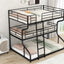 Full XL over Twin XL over Queen Size Triple Bunk Bed with Long and Short Ladder,Black - Korvel
