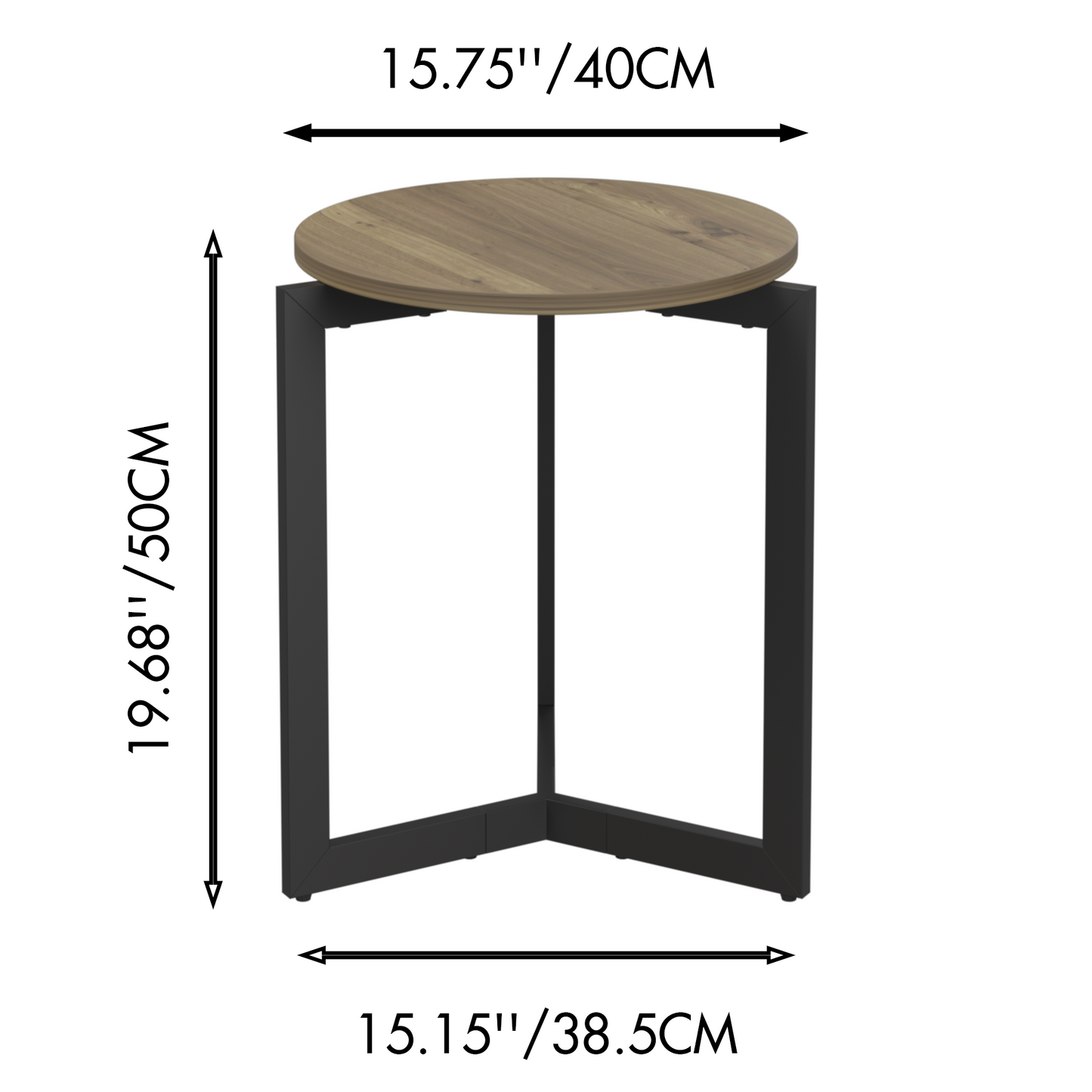 19.68''H Round Accent End Table with Sturdy Metal Frame
