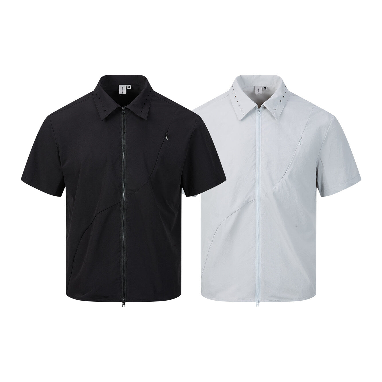Zipper short sleeved shirt men's loose solid color shirt - Korvel