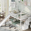 Twin over Twin House Bunk Bed with Convertible Slide,Storage Staircase,White - Korvel
