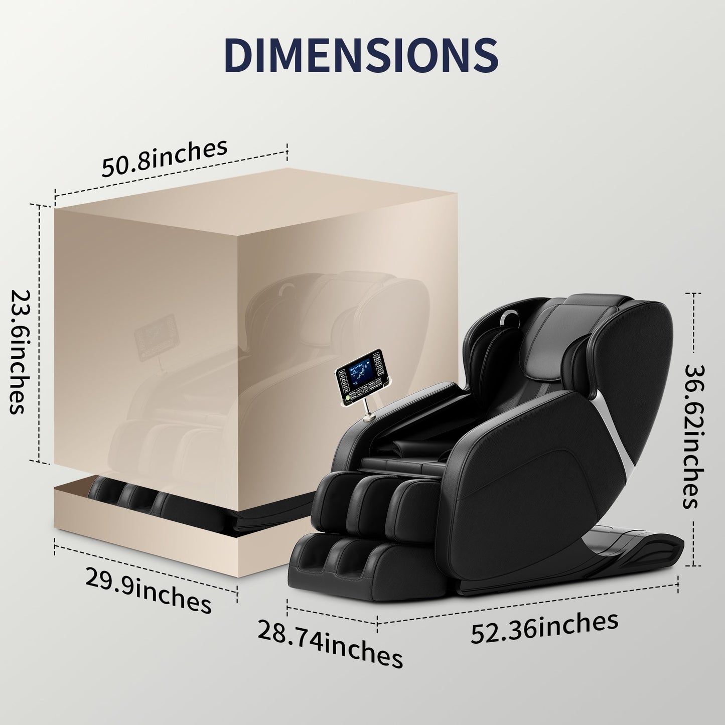 Full body deep tissue massage chair, foot massage, 8 fixed massage rollers, touch screen suitable for 5.1-5.75 feet high (black) - Korvel