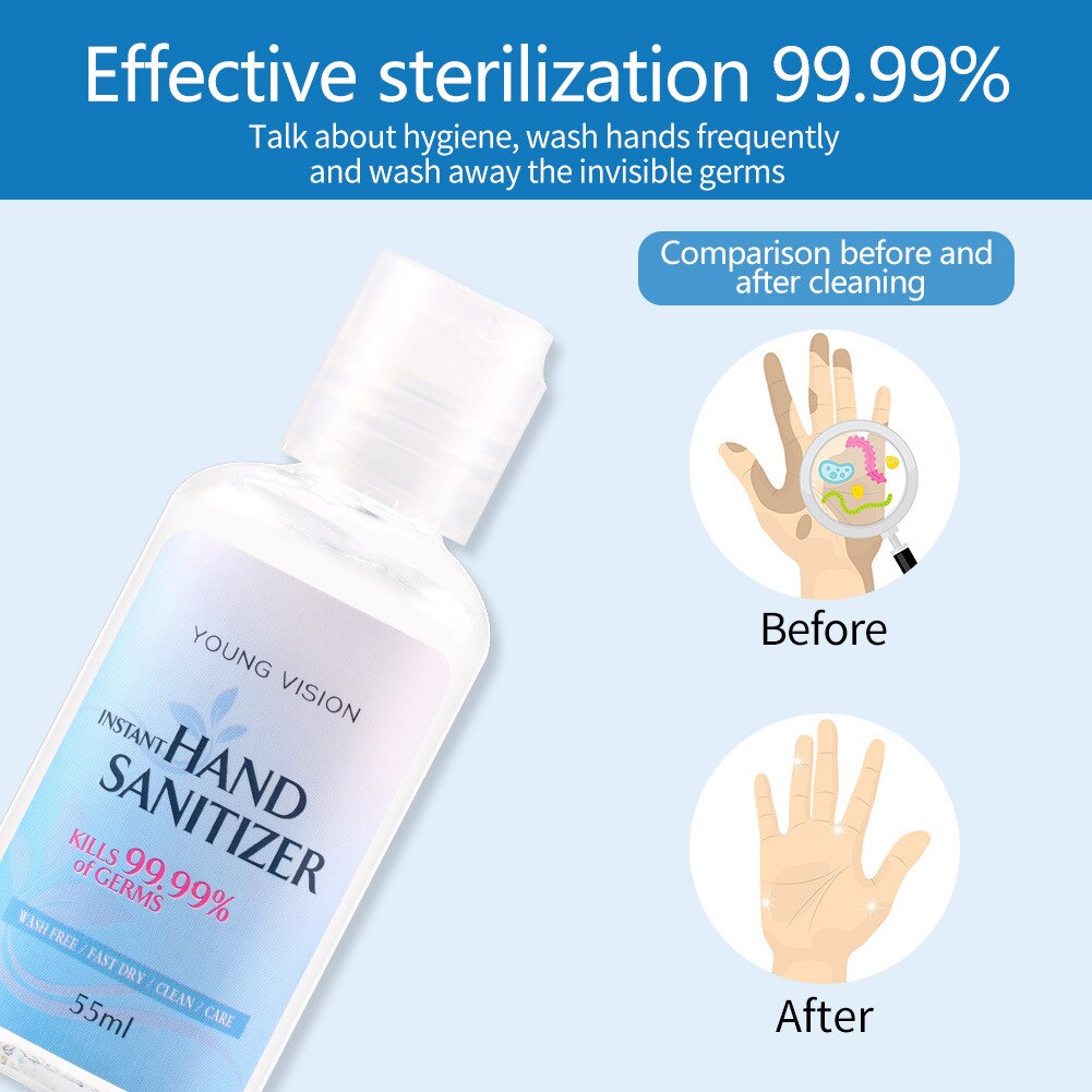 55ml Anti Virus Alcohol Hand Sanitizer Anti Bacteria Moisturizing Aloe Vera Hand Wash Disinfectant Gel Disposable Soap Skin Care - Korvel