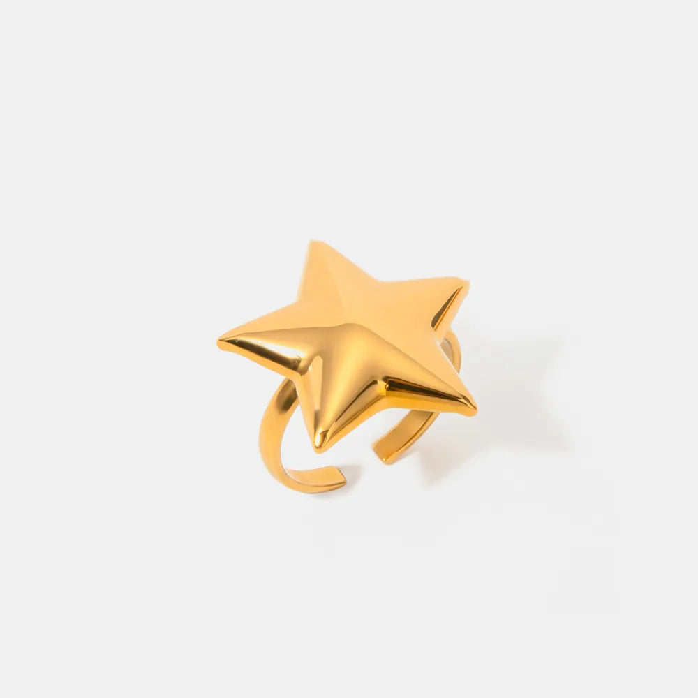 18K Gold-Plated Stainless Steel Star Ring - Korvel