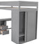 Wood Twin Size Loft Bed with Wardrobes and 2-Drawer Desk with Cabinet Gray - Korvel