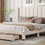 Queen Size Storage Bed Velvet Upholstered Platform Bed with a Big Drawer - Beige - Korvel