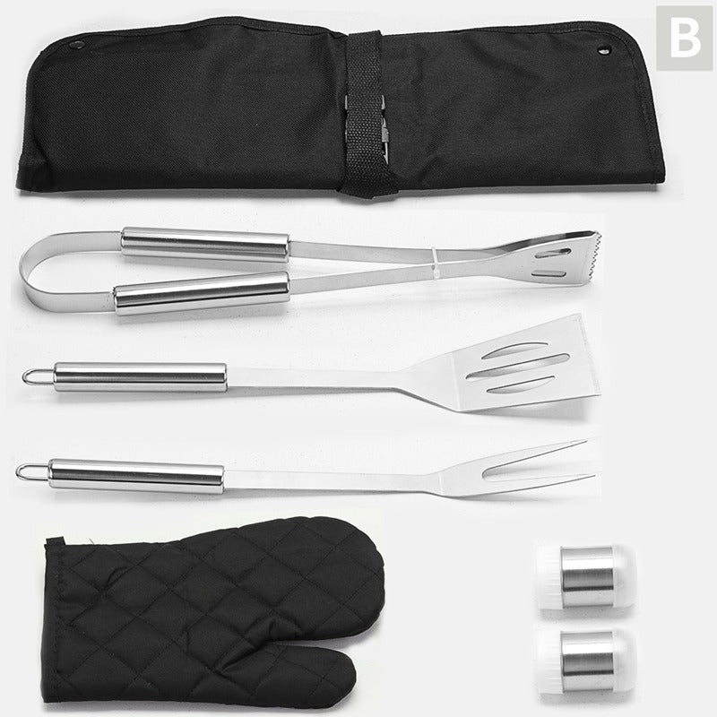 Stainless Steel Grill Apron Multifunctional Grill 6 Piece Set Outdoor Tool Combination - Korvel