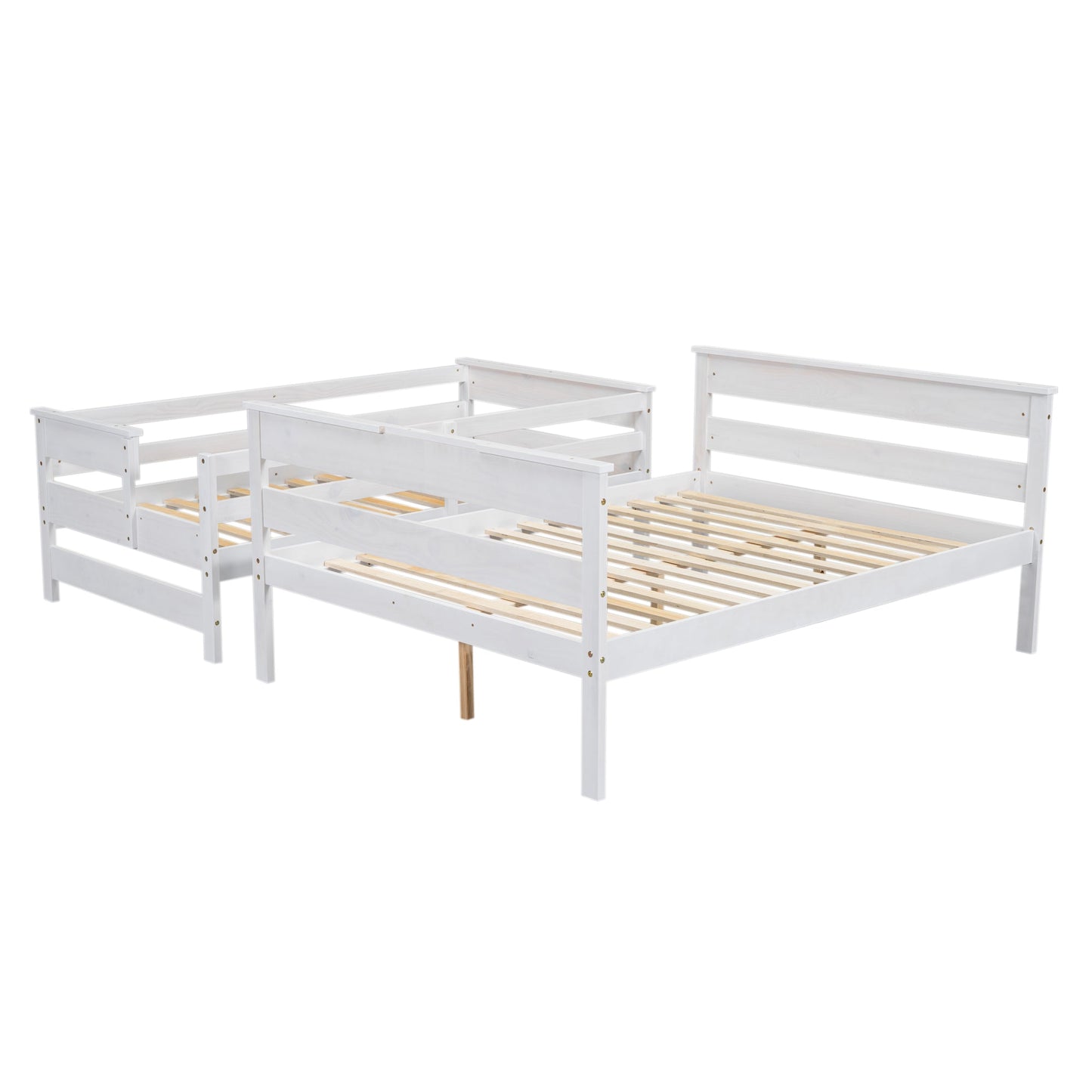 Wood Twin over Full Bunk Bed with Ladder White - Korvel
