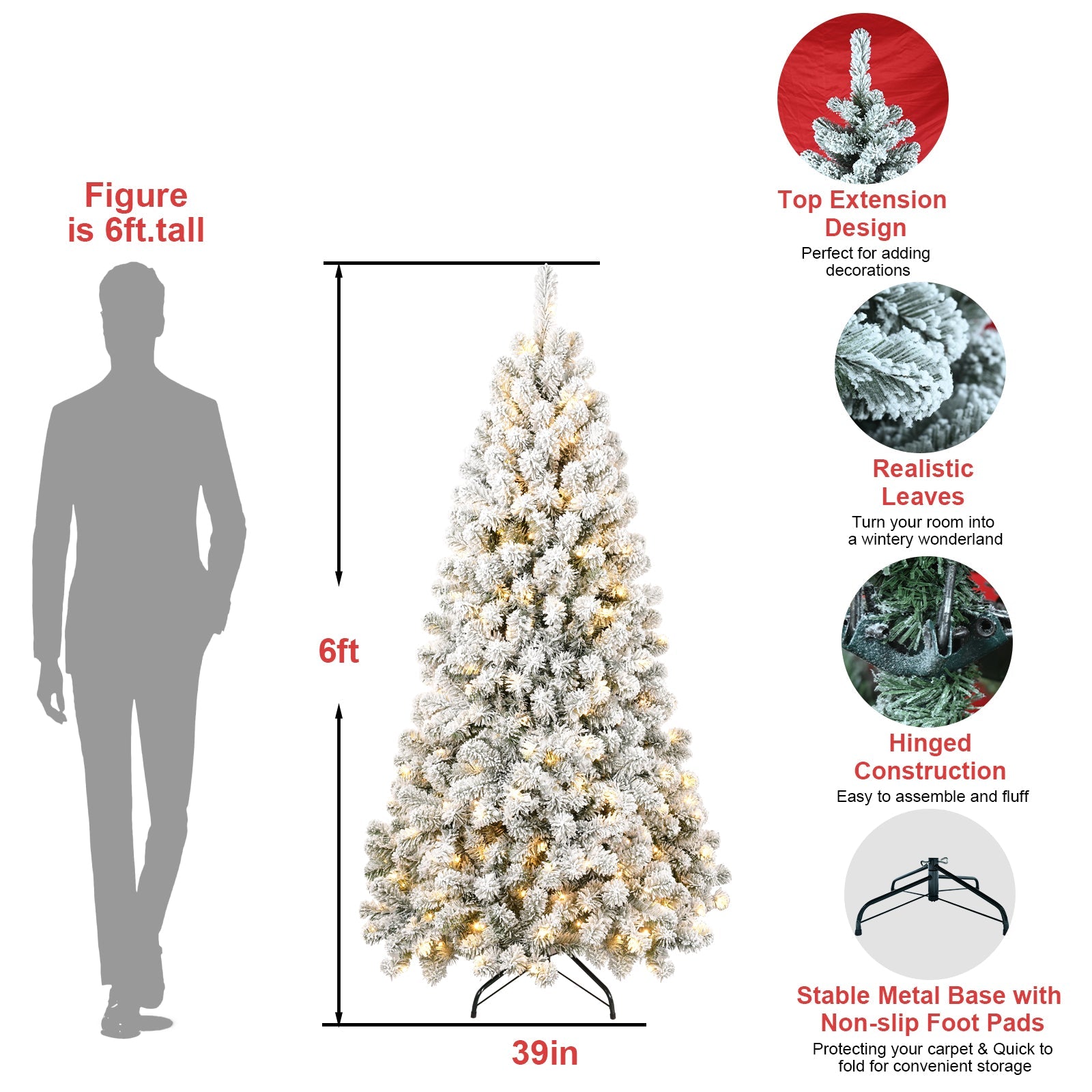 6FT PVC Memory Wire Christmas tree (With Light) - Korvel