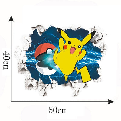 Cartoon anime children's room decoration wall sticker self-adhesive 3D Pikachu Digimon PVC sticker poster wall decoration - Korvel