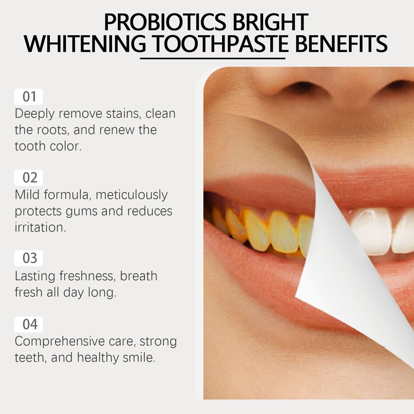 Dentifrice éclaircissant probiotique pour les soins bucco-dentaires