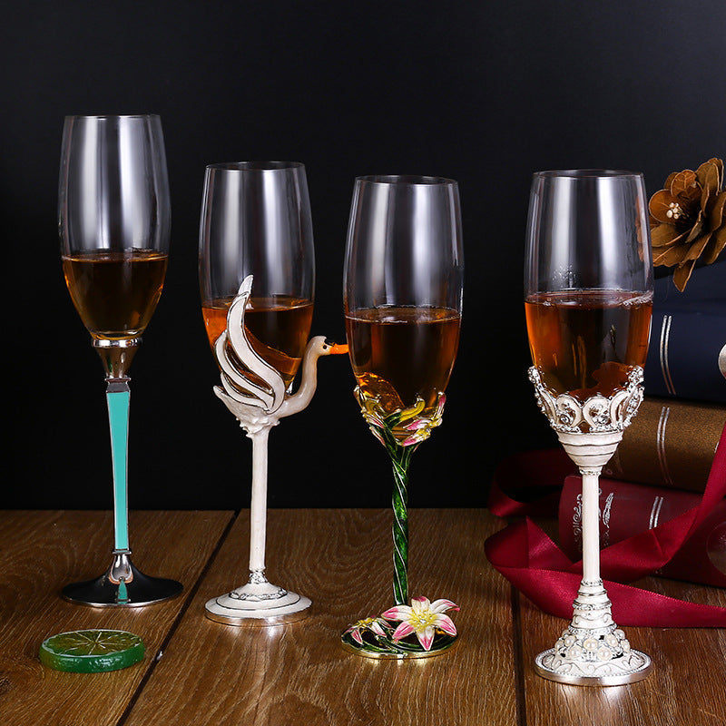 Crystal glass champagne glasses household high footed glasses - Korvel