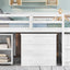Low Study Full Loft Bed with Cabinet Shelves and Rolling Portable Desk Multiple Functions Bed- White - Korvel