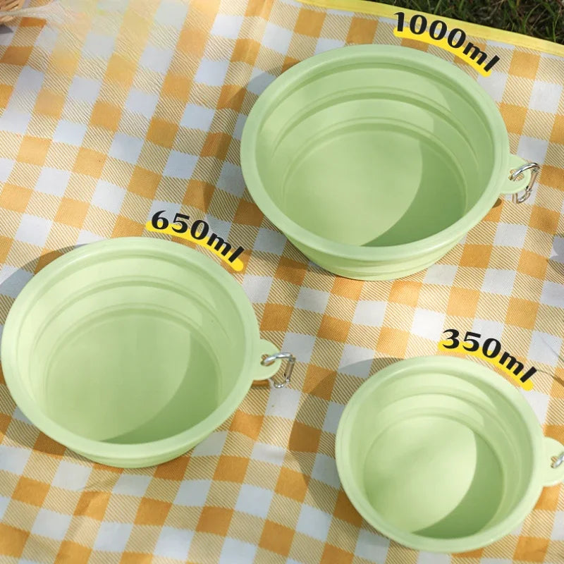 Dog Feeders Folding Silicone Bowl Outdoor Travel Foldable Portable Cat Dog Food Water Container Feeding Tray Bowl Pet Supplies - Korvel