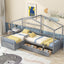 Twin Size House Platform Bed with Three Storage Drawers Gray - Korvel