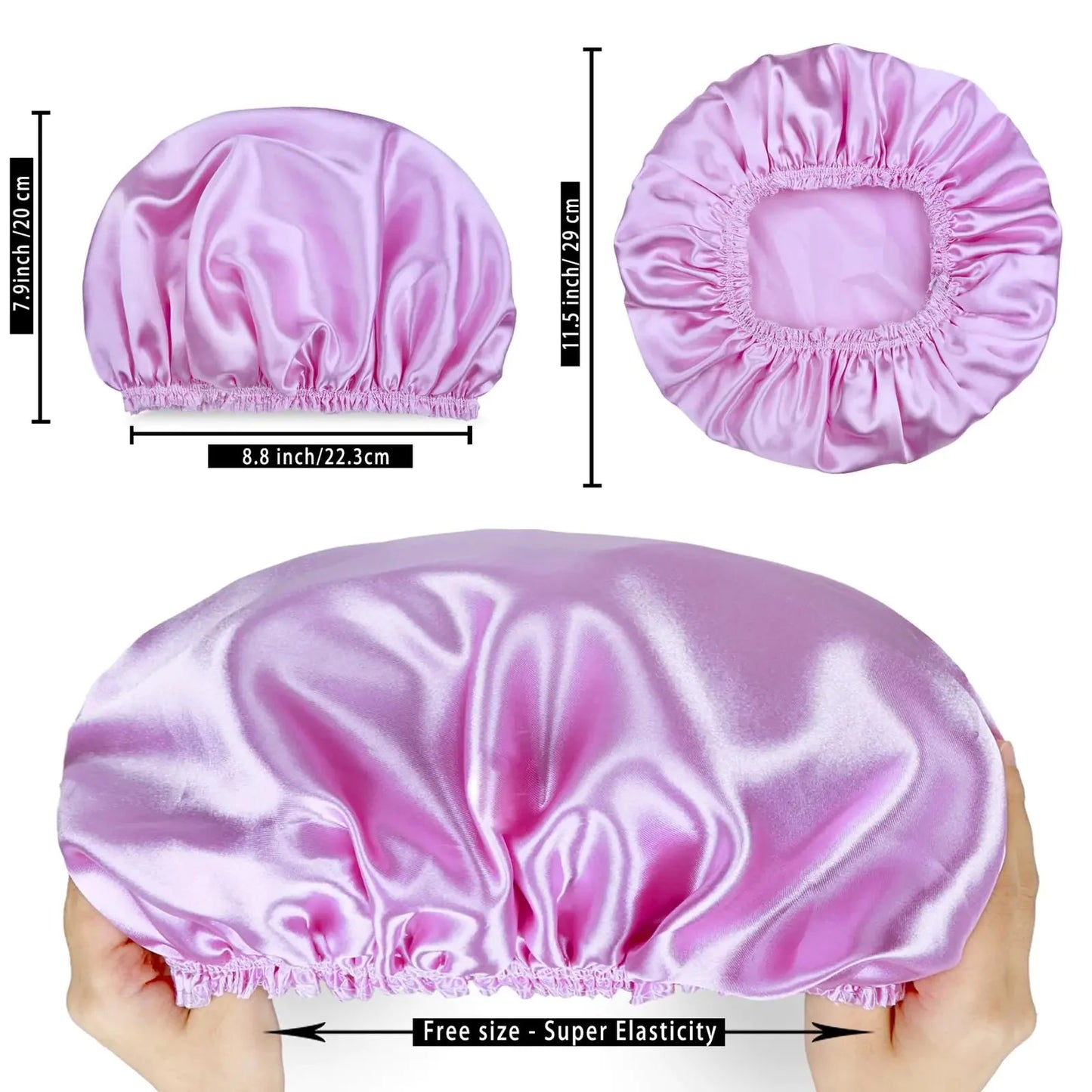 Premium Reusable Shower Caps for Women - 4 Pack