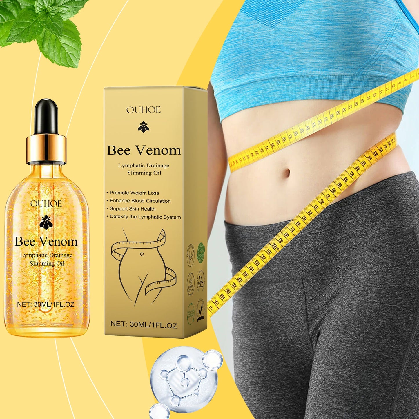 Huile de massage raffermissante au venin d'abeille Ouhoe