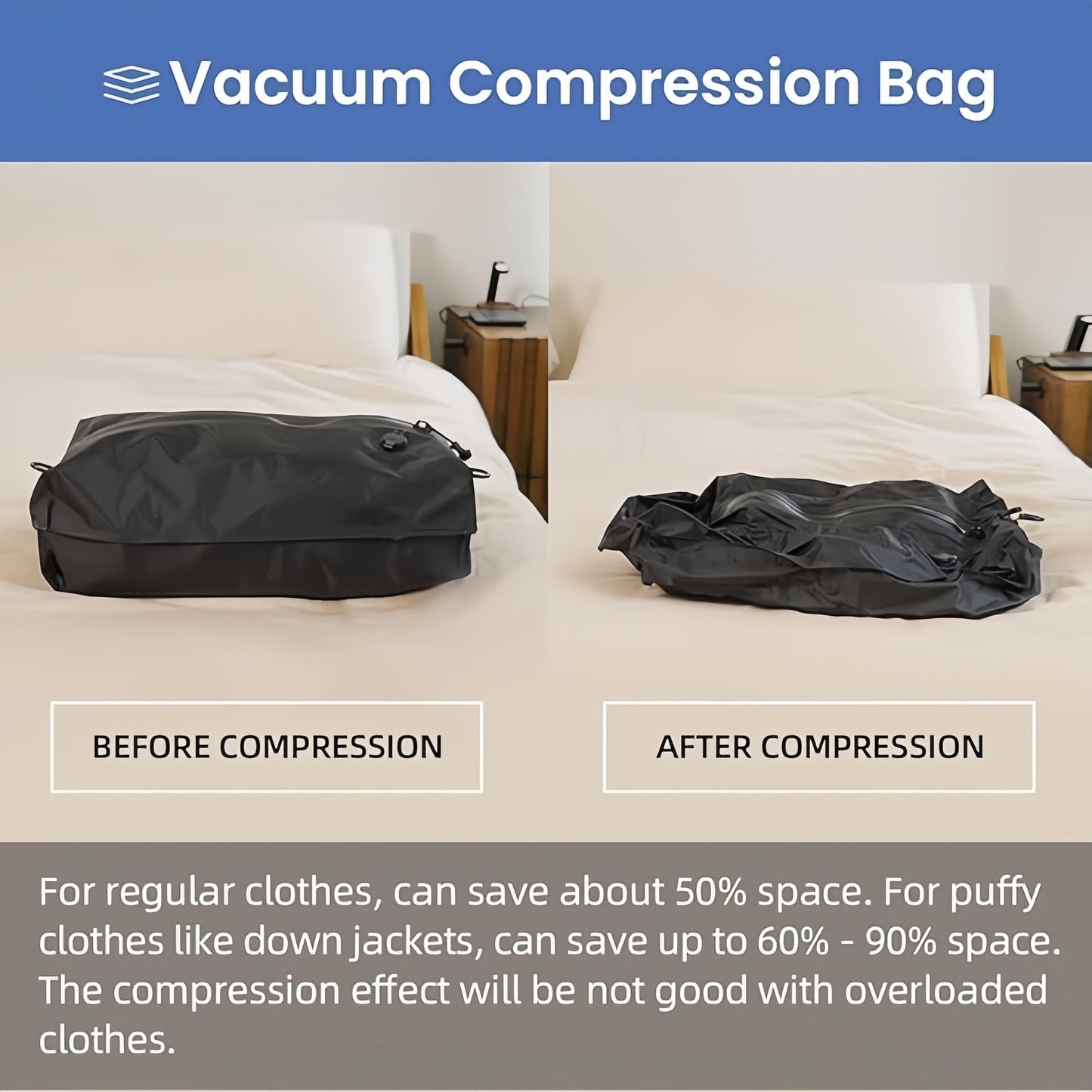 Compression Bag Pump Multi-Purpose Vacuum Compression Bag Storage Bag Essential for Sports Travel Luggage Clothing Storage With Pump - Korvel