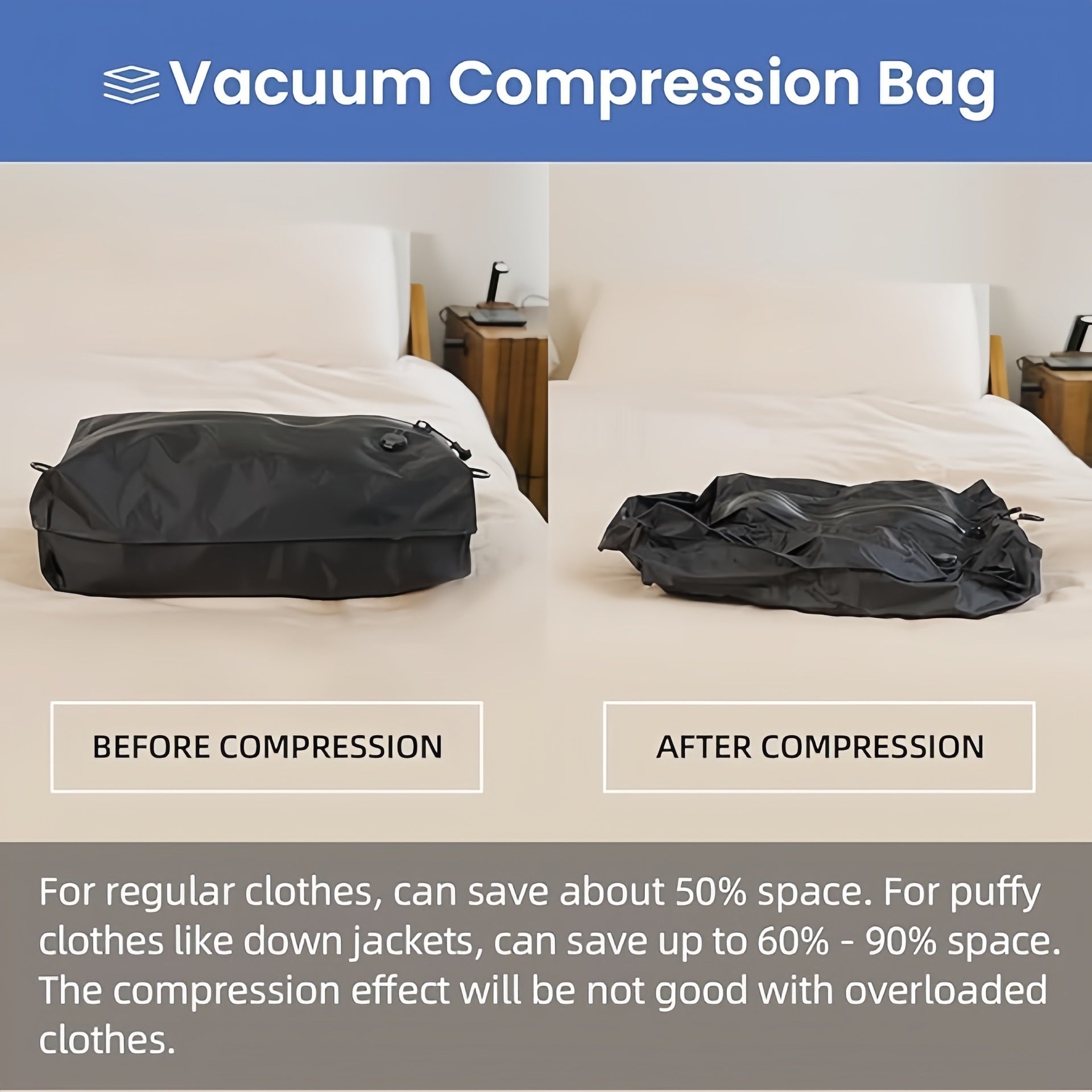 Compression Bag Pump Multi-Purpose Vacuum Compression Bag Storage Bag Essential for Sports Travel Luggage Clothing Storage With Pump - Korvel
