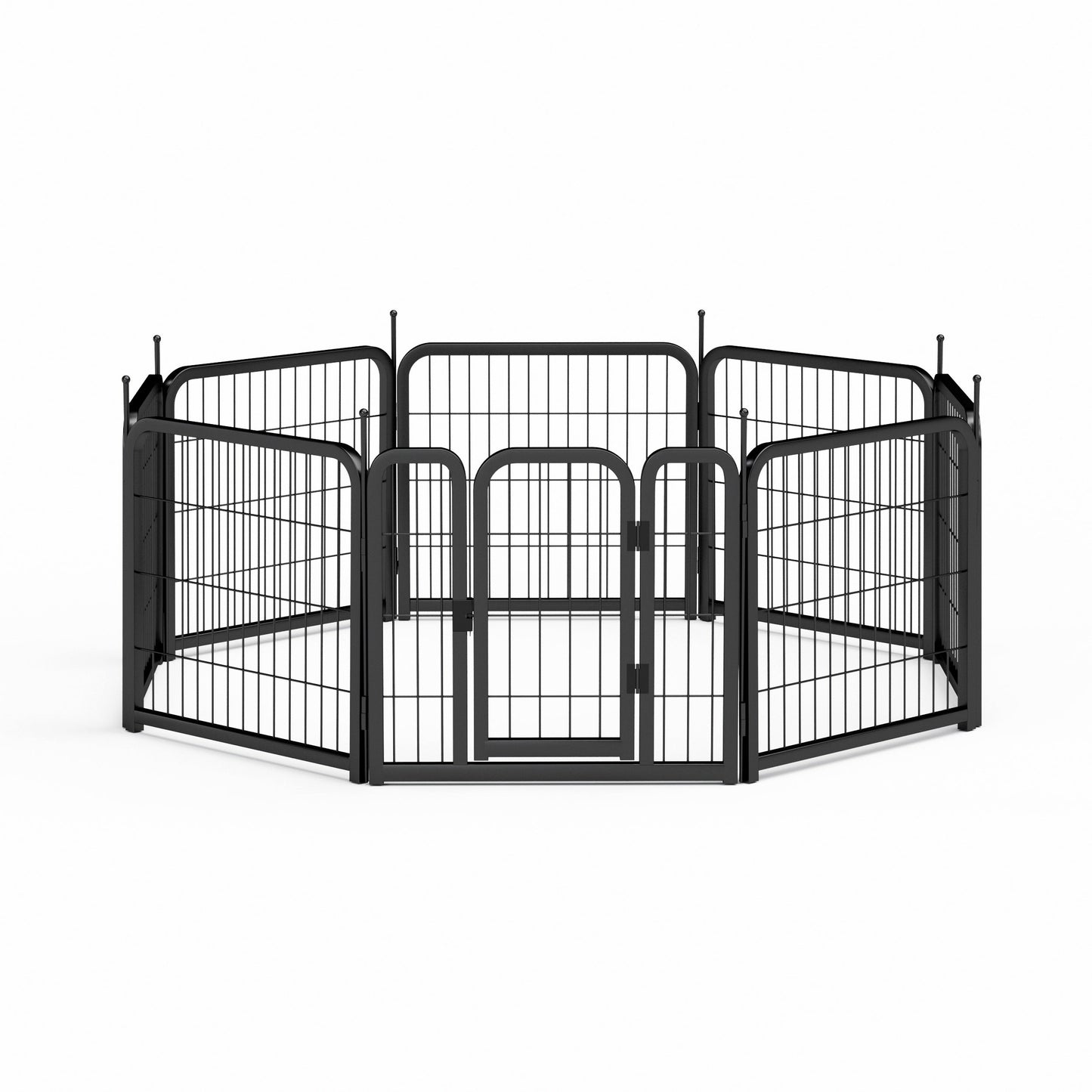 8-panel dog fence, 24 inch small dog pet fence, portable indoor pet game fence. Black, 22.2 inches wide x 23.6 inches high. - Korvel