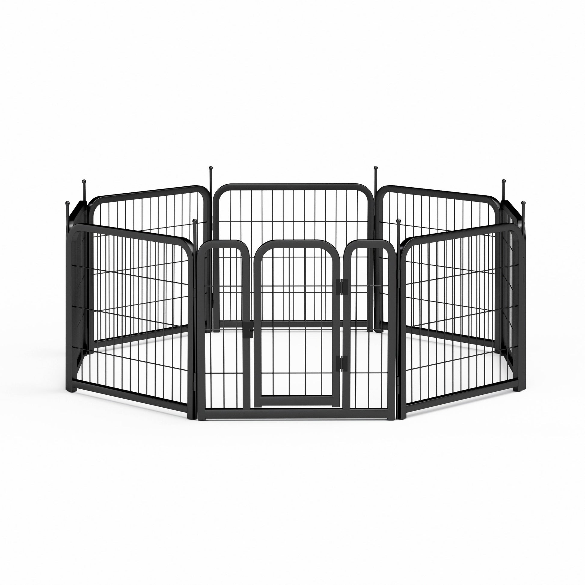 8-panel dog fence, 24 inch small dog pet fence, portable indoor pet game fence. Black, 22.2 inches wide x 23.6 inches high. - Korvel