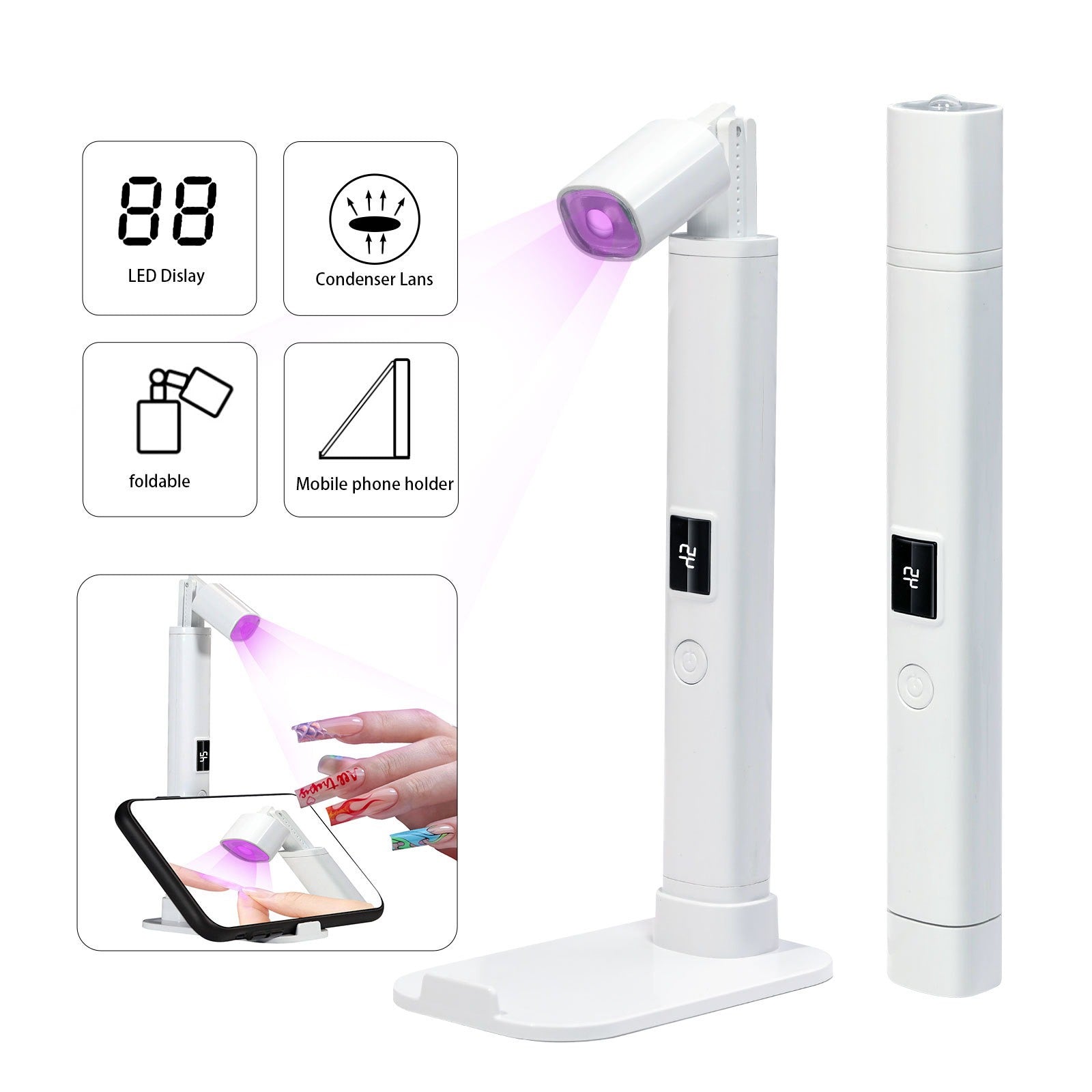 Mini UV Nail Lamp Dryer Machine Portable USB Rechargeable LED Nail Quick Drying Light Handheld Manicure Lamp For Gel Varnish - Korvel