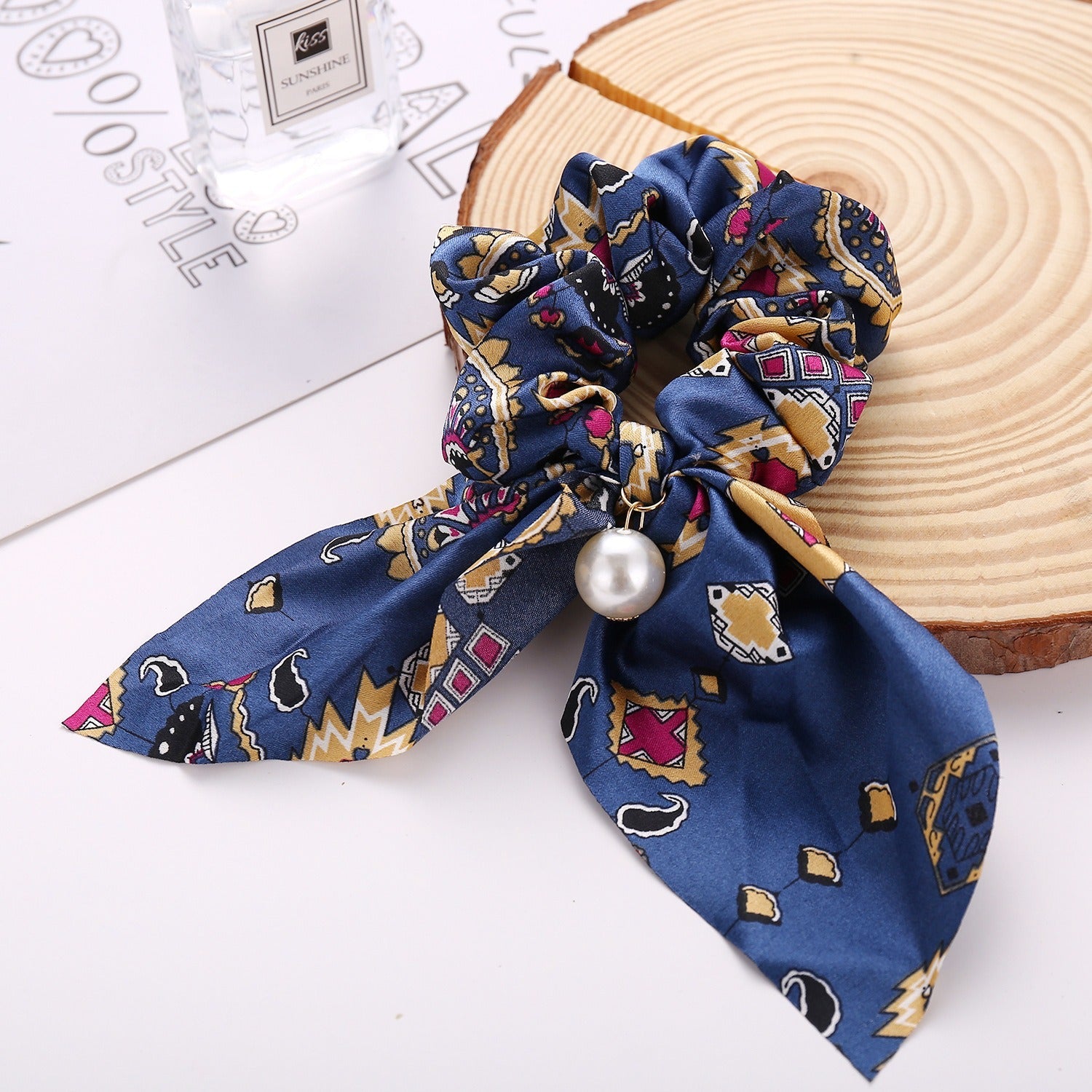 New Pearl Pendant Large Intestine Ring Hair Loop Women's Bundle Hair Knot Big Bow Knot Hair Rope - Korvel