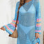 Openwork Contrast Long Sleeve Cover-Up
