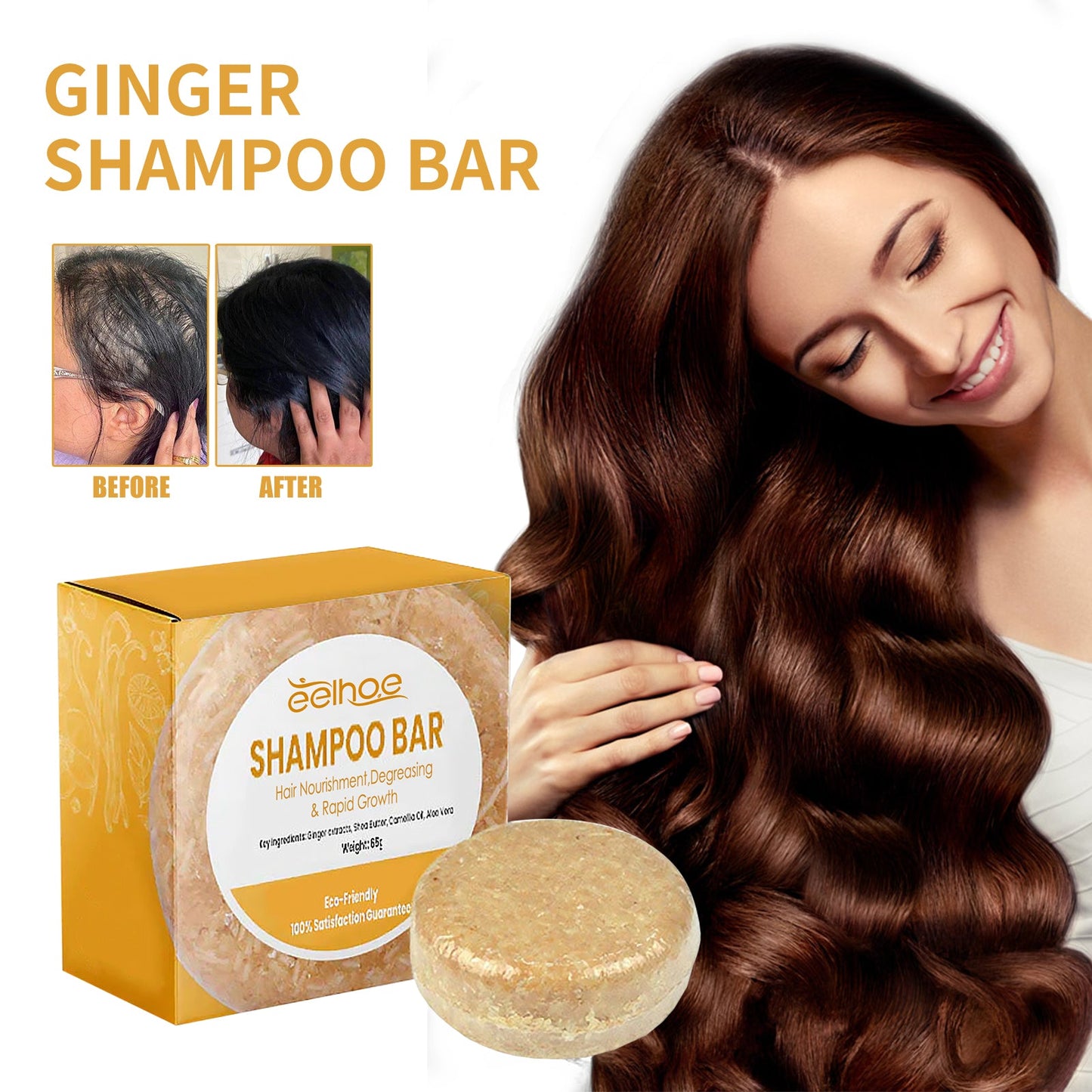 Shampoo Bar, Solid Hair Tight Hair Anti-Loss Soft Repair Hair End Dry Damaged Shampoo Soap - Korvel