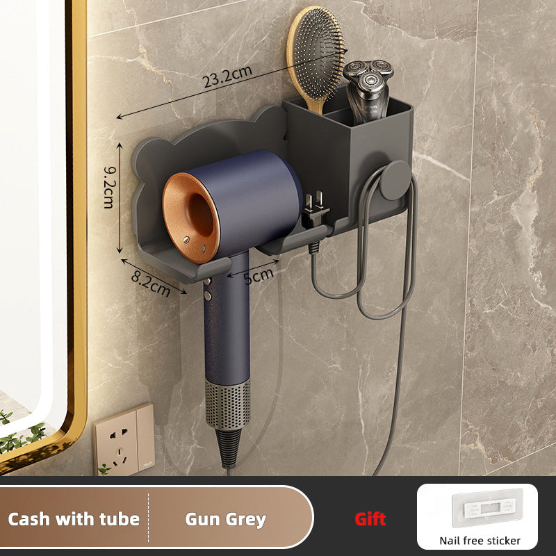 Premium Wall-Mounted Hair Dryer and Accessory Rack