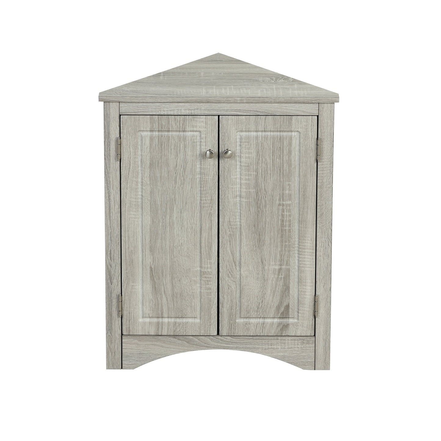 Oak Triangle Bathroom Storage Cabinet with Adjustable Shelves, Freestanding Floor Cabinet for Home Kitchen - Korvel