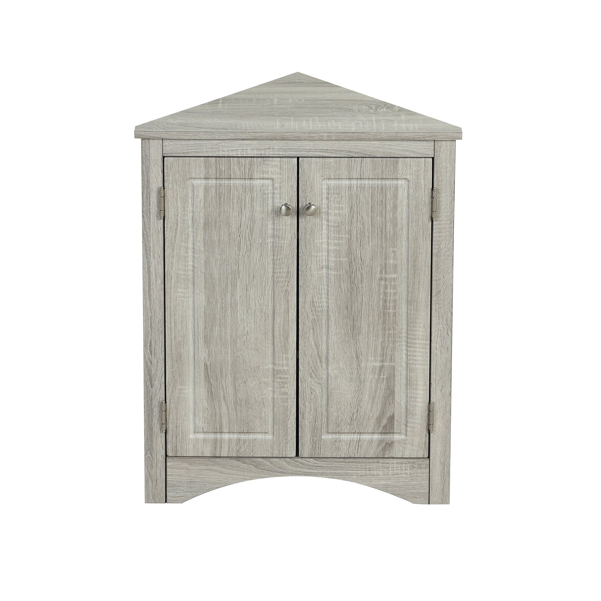 Oak Triangle Bathroom Storage Cabinet with Adjustable Shelves, Freestanding Floor Cabinet for Home Kitchen - Korvel