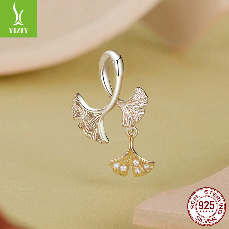 Silver Ginkgo Leaf Pendant - Premium DIY Charm