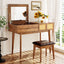 43.3" Wooden Vanity Set with Flip Mirror and Stool