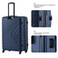 3 Piece Luggage Sets ABS Lightweight Suitcase with Two Hooks, Spinner Wheels, TSA Lock, (20/24/28) Navy - Korvel
