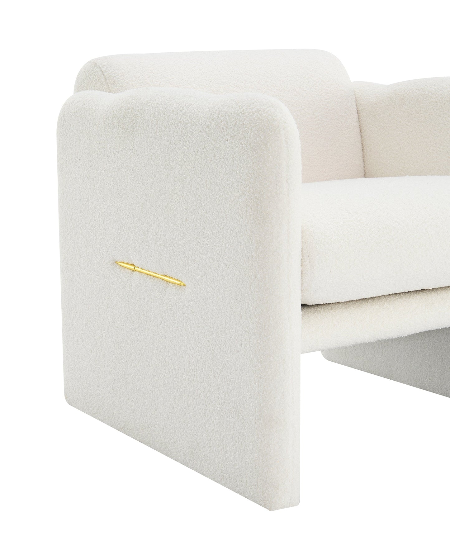 Sofá Blanco Elegante con Reposabrazos Ondulados y Accentos Metálicos