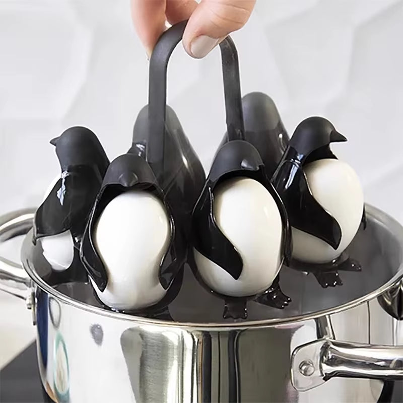Penguin - Shaped Egg Cooker   Multifunctional Egg Cooker & Fridge Storage Holder - Korvel