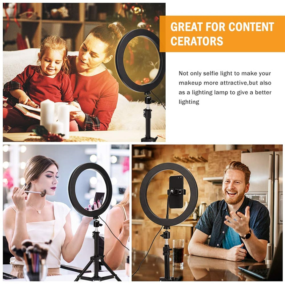 Anneau de lumière vidéo premium 26CM avec trépied