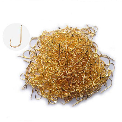 Rompin 100pcs fly fishing hook golden fishing hook small high carbon steel Fresh Water - Korvel