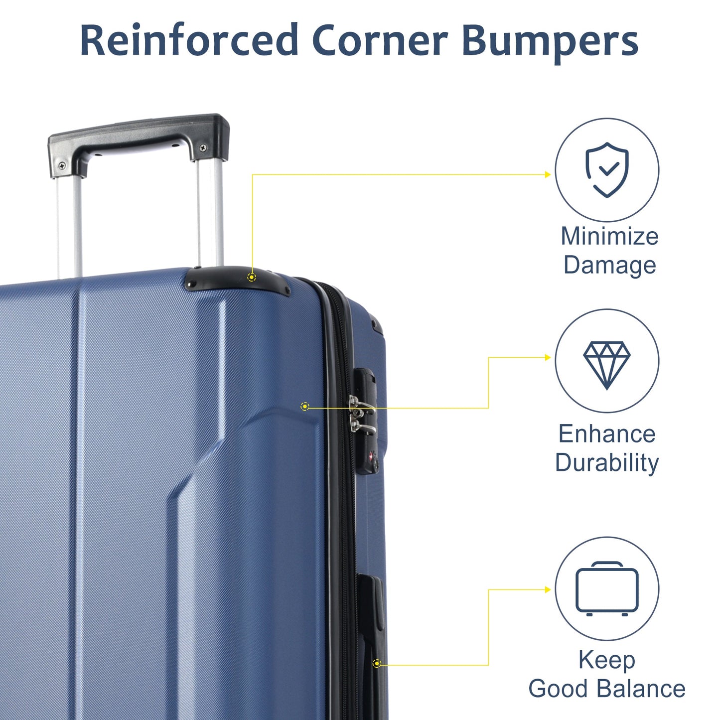 Hardshell Luggage Spinner Suitcase with TSA Lock Lightweight Expandable 24'' (Single Luggage) Blue + ABS + 24 Inch - Korvel
