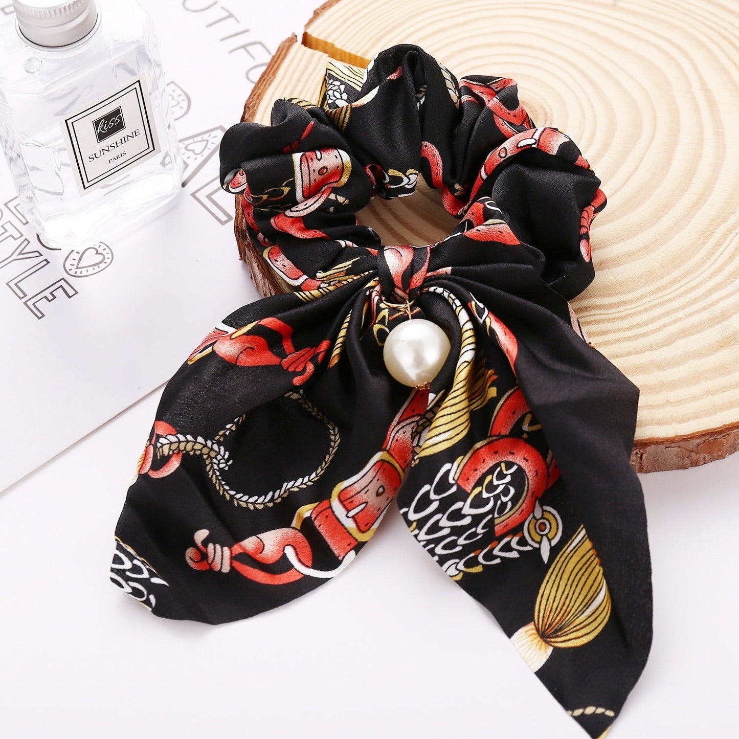 New Pearl Pendant Large Intestine Ring Hair Loop Women's Bundle Hair Knot Big Bow Knot Hair Rope - Korvel