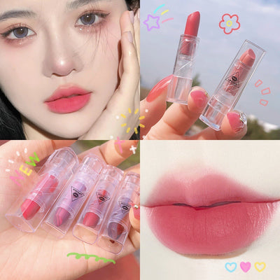 Transparent Shell Lipstick Matte Peach Pink Student Model Plain White Lipstick Sample Lipstick - Korvel