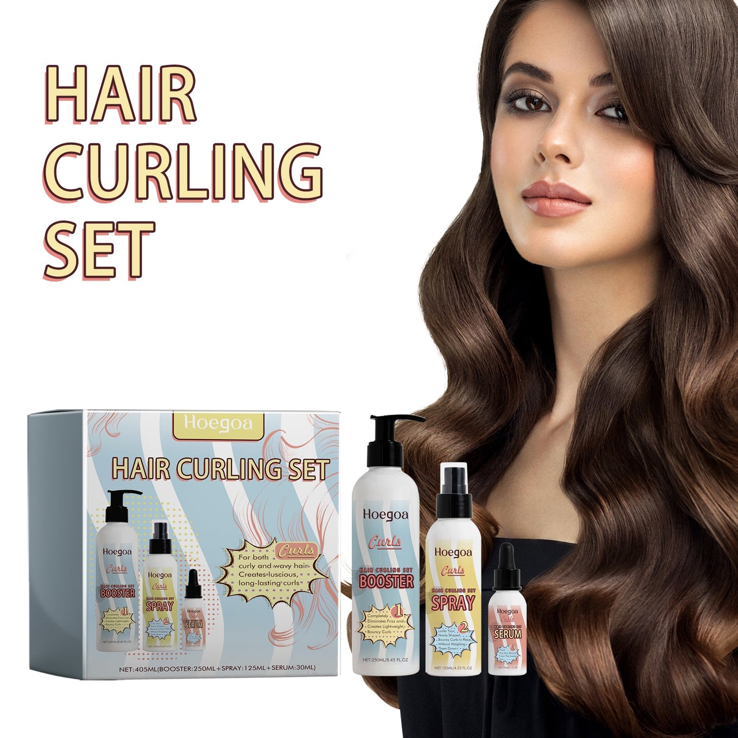 Hair Curling Set, Moisturizing Curly Hair Styling Curly Styling Moisturizing Leave-In Hair Care - Korvel